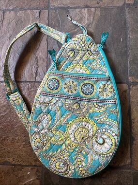 Vera Bradley Quilted Paisley tennis racket case in Turquoise and Yellow